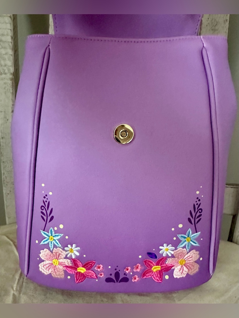 Loungefly Tangled Rapunzel’s Exclusive Floral Flap Mini Backpack with Coin Bag - Picture 6 of 10